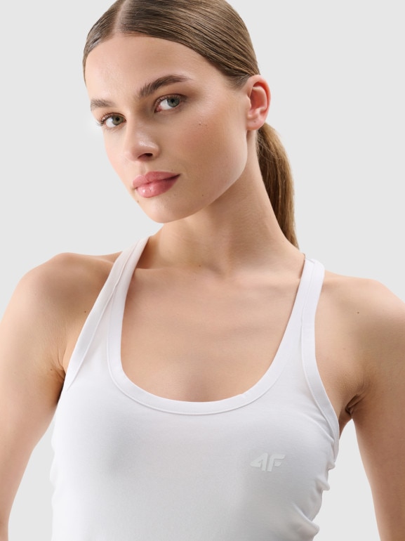 Damski top basic 4F 4FWMM00TSLEF124 - biały