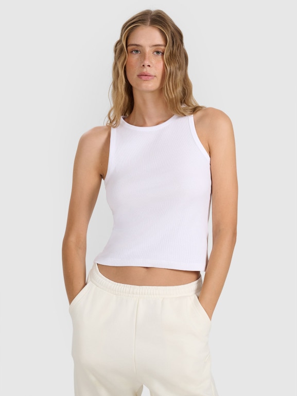 Damski top basic 4F 4FWMM00TSLEF132 - biały