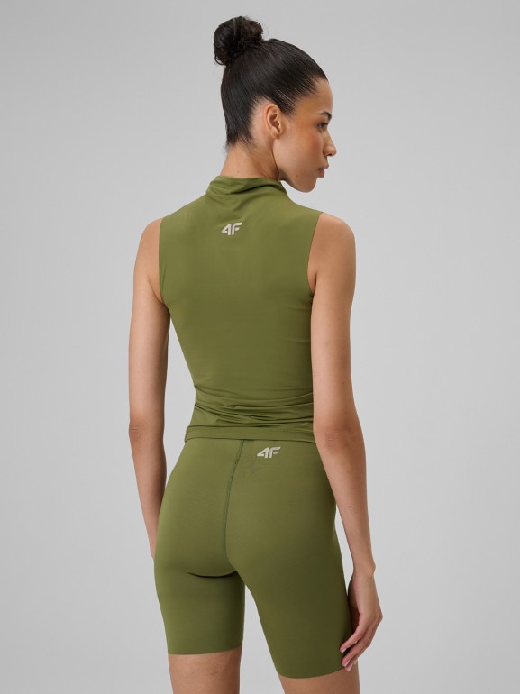 Damski top do jogi 4F 4FWSS26TFSLF0885 - zielony