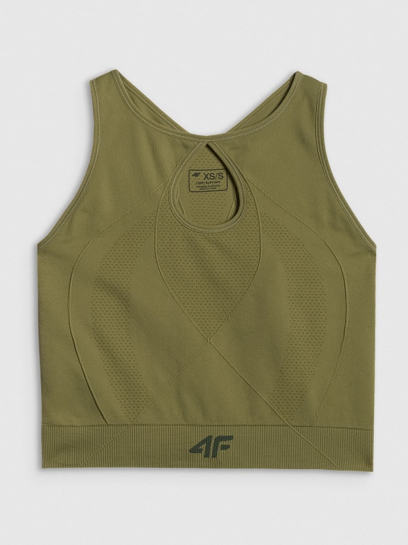 Damski top do jogi 4F 4FWSS26TFSLF0886 - zielony