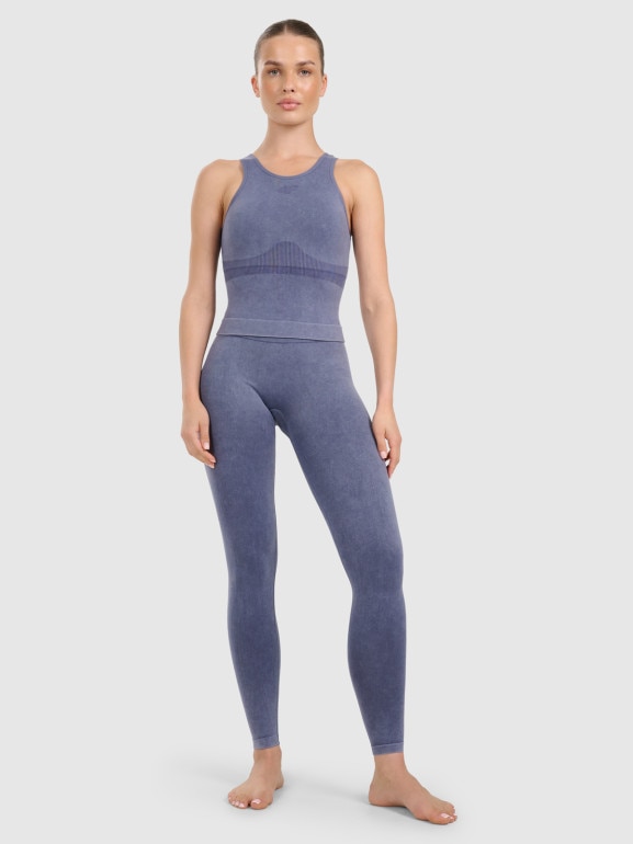 Damski top do jogi i pilatesu 4f 4FWAW25TFSLF578 - granatowy