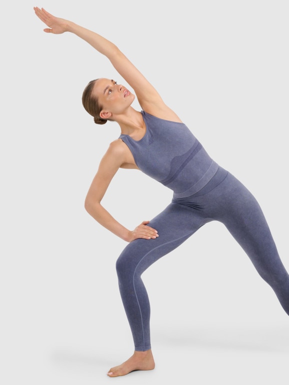 Damski top do jogi i pilatesu 4f 4FWAW25TFSLF578 - granatowy