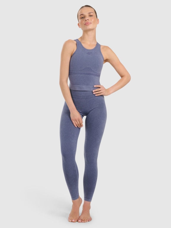 Damski top do jogi i pilatesu 4f 4FWAW25TFSLF578 - granatowy