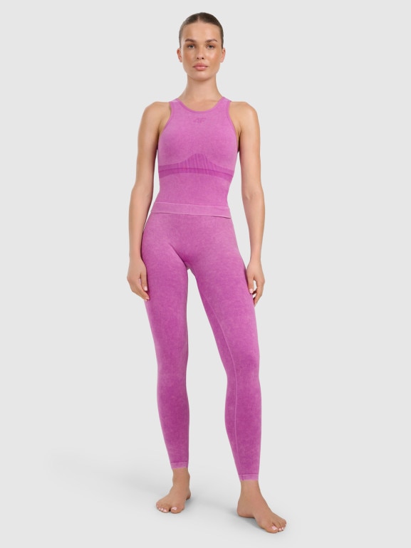 Damski top do jogi i pilatesu 4f 4FWAW25TFSLF578 - różowy