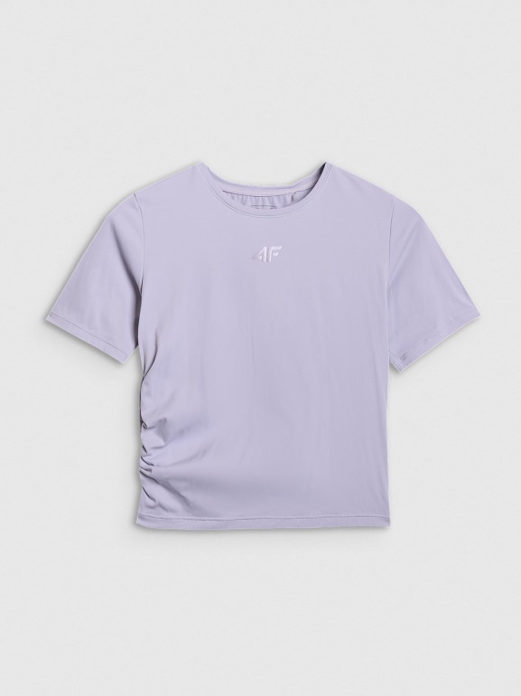 Damski crop top do jogi i pilatesu 4F 4FWAW25TFTSF1524 - fioletowy