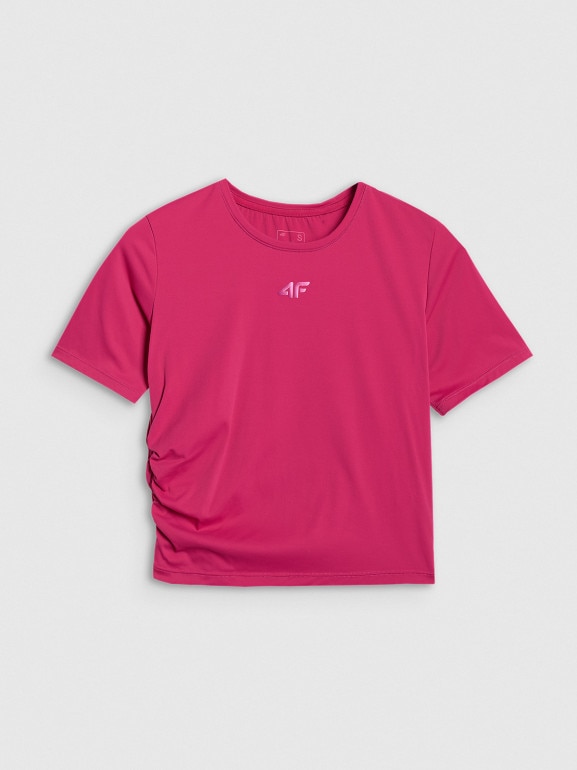 Damski crop top do jogi i pilatesu 4F 4FWAW25TFTSF1524 - różowy