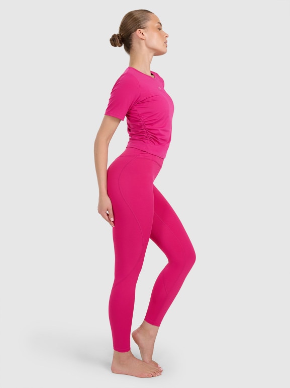 Damski crop top do jogi i pilatesu 4F 4FWAW25TFTSF1524 - różowy