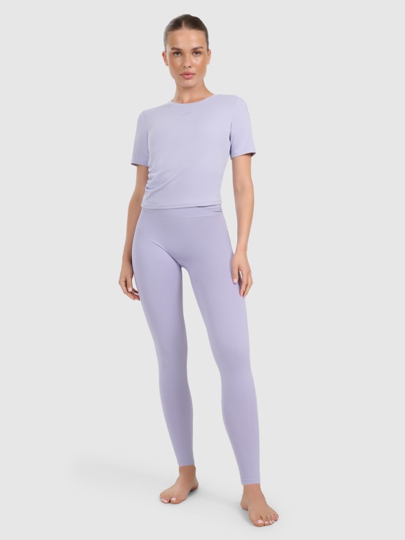 Damski crop top do jogi i pilatesu 4F 4FWAW25TFTSF1524 - fioletowy