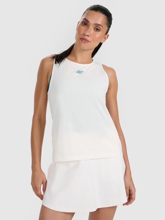 Damski top tenisowy 4F 4FRAW25TFSLF091 - beżowy