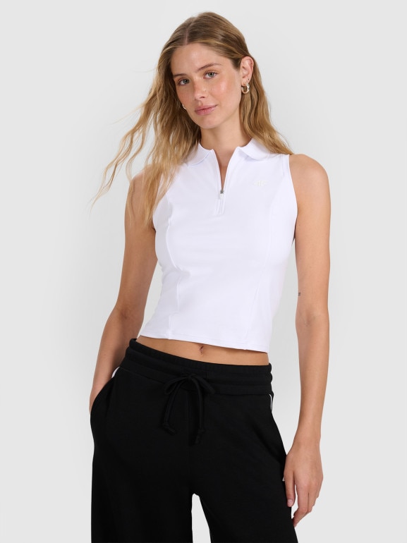 Damski top tenisowy 4F 4FRAW25TSLEF290 - biały