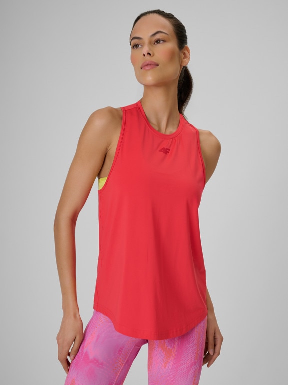 Damski top treningowy 4F 4FRSS26TFSLF1243 - koralowy
