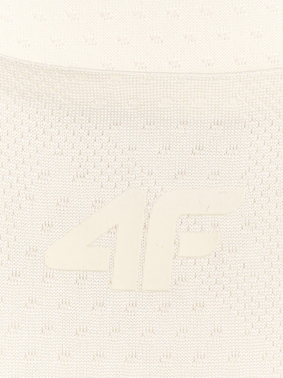 Damski top treningowy 4F 4FWAW25TFSLF572 - beżowy