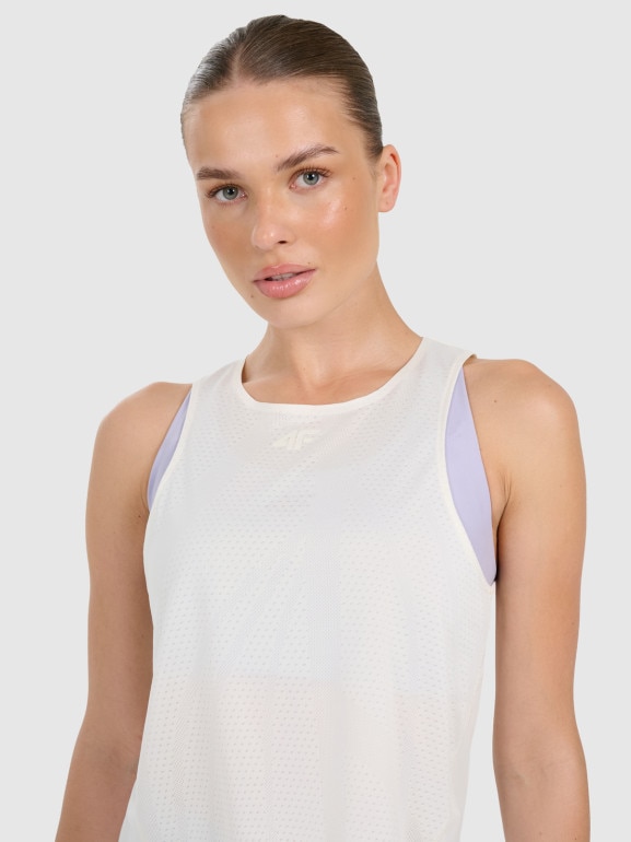 Damski top treningowy 4F 4FWAW25TFSLF572 - beżowy