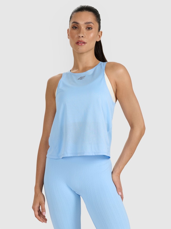 Damski top treningowy 4F 4FWAW25TFSLF572 - niebieski