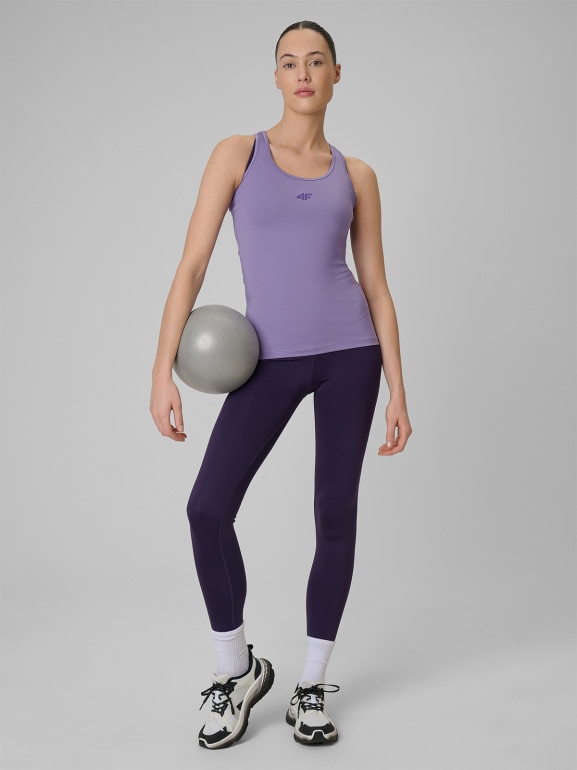 Damski top treningowy 4F 4FWSS26TFSLF0766 - fioletowy
