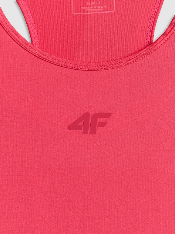 Damski top treningowy 4F 4FWSS26TFSLF0766 - koralowy