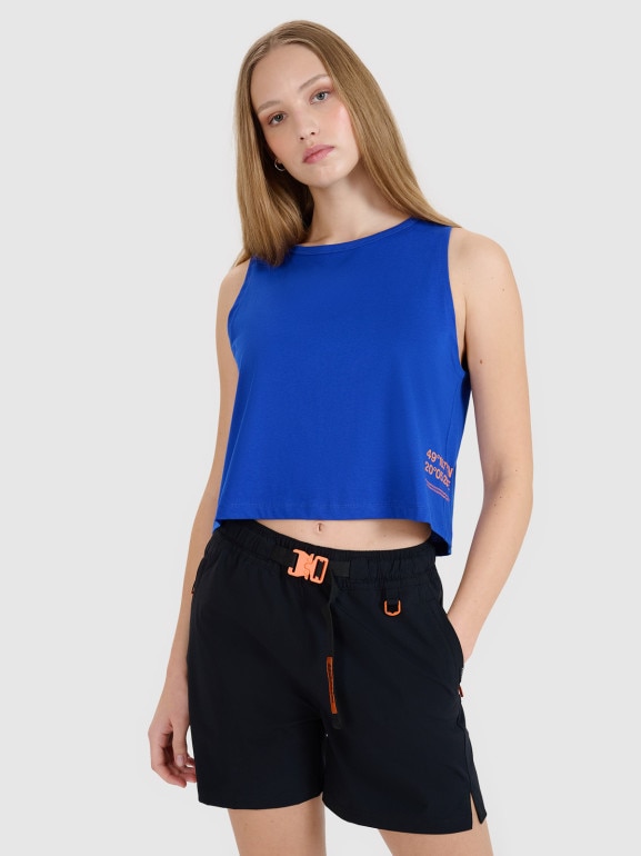 Damski top z nadrukiem 4F 4FWSS25TSLEF157 - niebieski