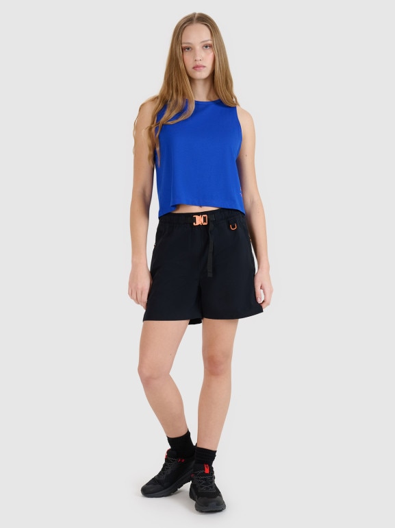 Damski top z nadrukiem 4F 4FWSS25TSLEF157 - niebieski