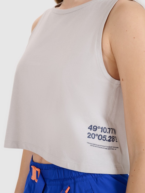 Damski top z nadrukiem 4F 4FWSS25TSLEF157 - szary