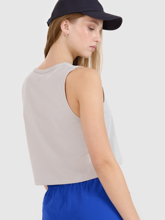 Damski top z nadrukiem 4F 4FWSS25TSLEF157 - szary