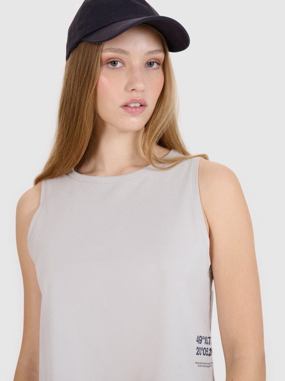 Damski top z nadrukiem 4F 4FWSS25TSLEF157 - szary