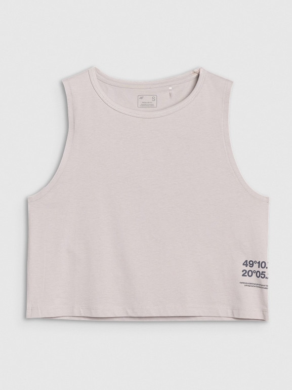 Damski top z nadrukiem 4F 4FWSS25TSLEF157 - szary