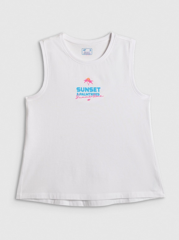 Damski top z nadrukiem 4F 4FWSS26TSLEF240 - biały