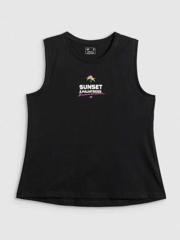 Damski top z nadrukiem 4F 4FWSS26TSLEF240 - czarny