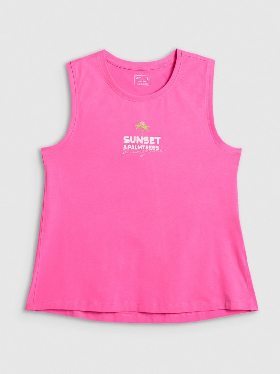 Damski top z nadrukiem 4F 4FWSS26TSLEF240 - różowy