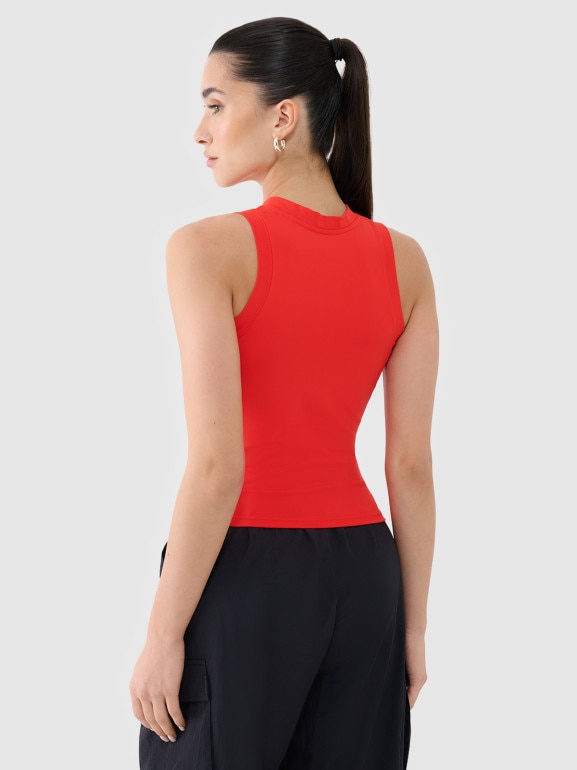 Damski top z zapięciem 4F 4FRSS25TSLEF221 - czerwony