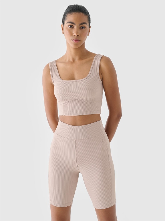 Damskie kolarki 4F 4FWSS24TTIGF150 - beżowe