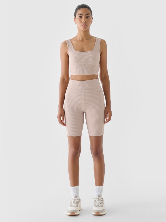 Damskie kolarki 4F 4FWSS24TTIGF150 - beżowe