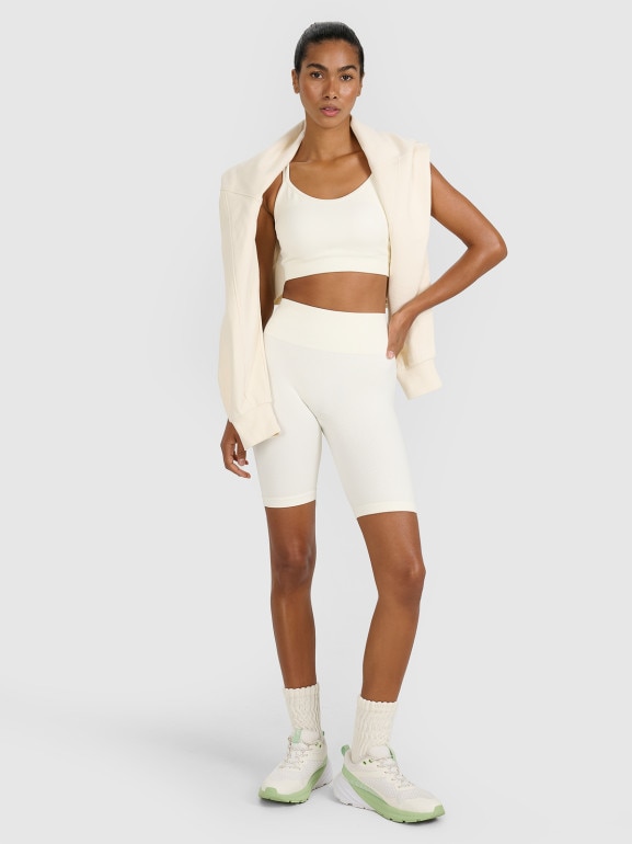 Damskie kolarki treningowe 4F 4FWAW25TFSTF084 - beżowe