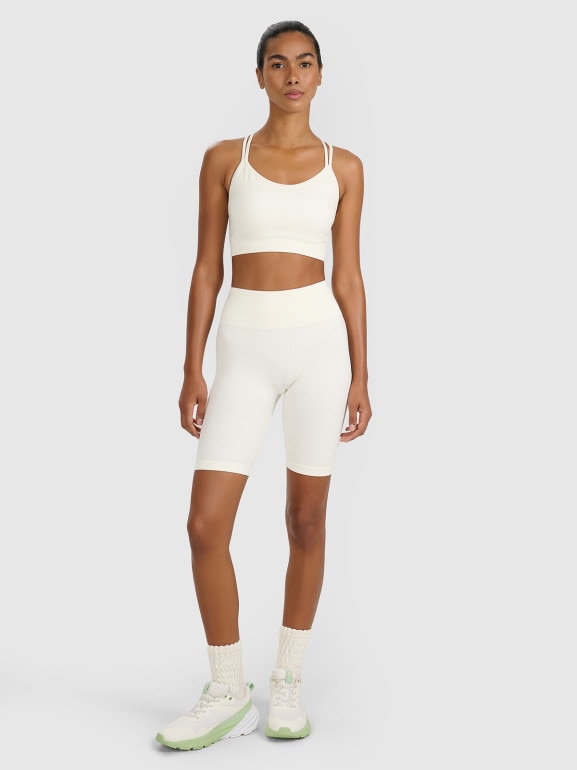 Damskie kolarki treningowe 4F 4FWAW25TFSTF084 - beżowe