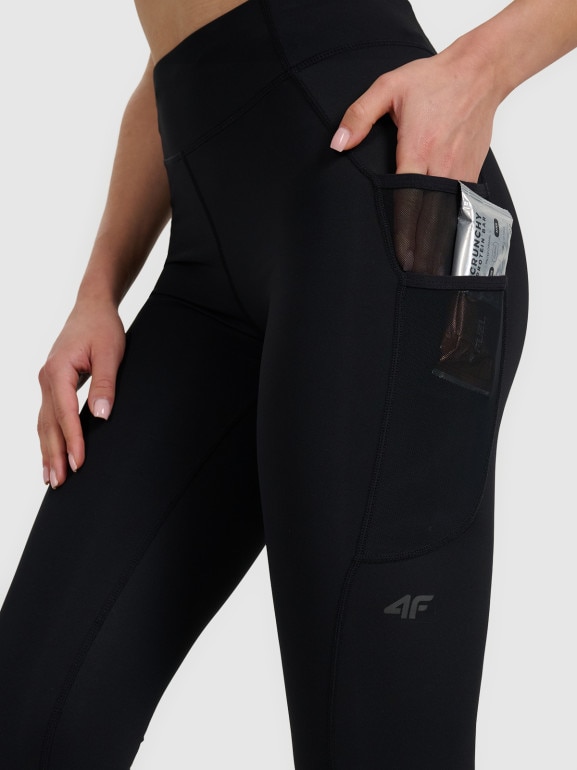 Damskie legginsy do biegania 4F 4FWAW25TFTIF357 - czarne