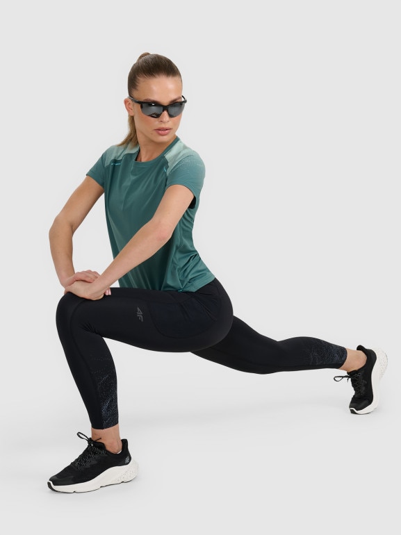 Damskie legginsy do biegania 4F 4FWAW25TFTIF357 - czarne