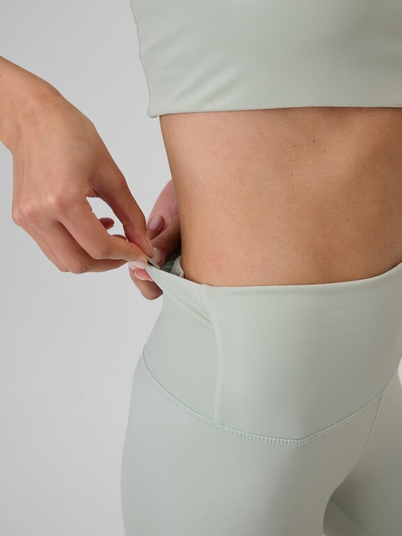 Damskie legginsy do jogi 4F 4FRSS26TFTIF494 - miętowe