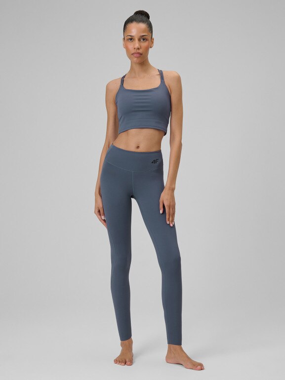 Damskie legginsy do jogi 4F 4FWSS26TFTIF404 - denim