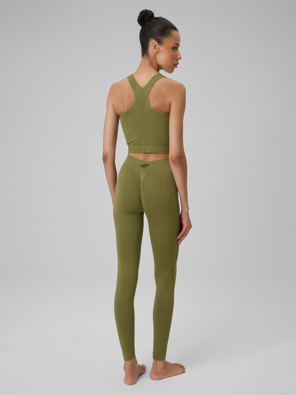 Damskie legginsy do jogi 4F 4FWSS26TFTIF406 - zielone