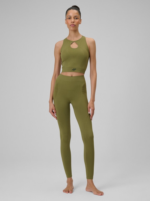 Damskie legginsy do jogi 4F 4FWSS26TFTIF406 - zielone