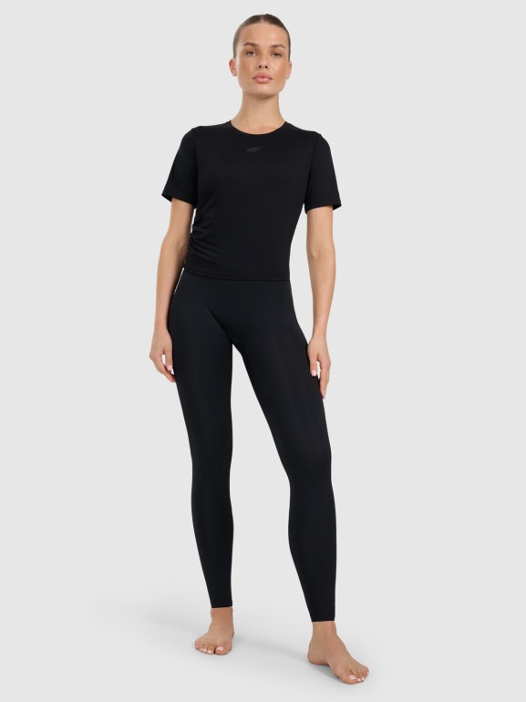 Damskie legginsy do jogi i pilatesu 4F 4FWAW25TFTIF369 - czarne