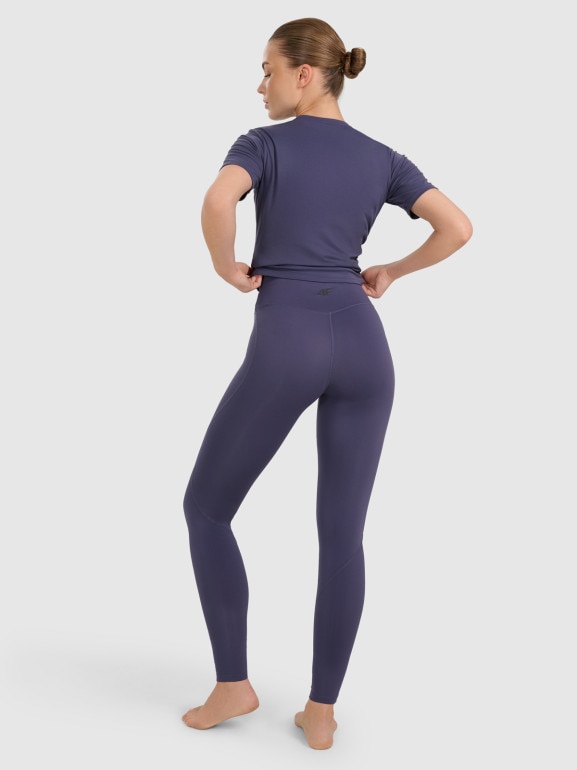 Damskie legginsy do jogi i pilatesu 4F 4FWAW25TFTIF369 - niebieskie