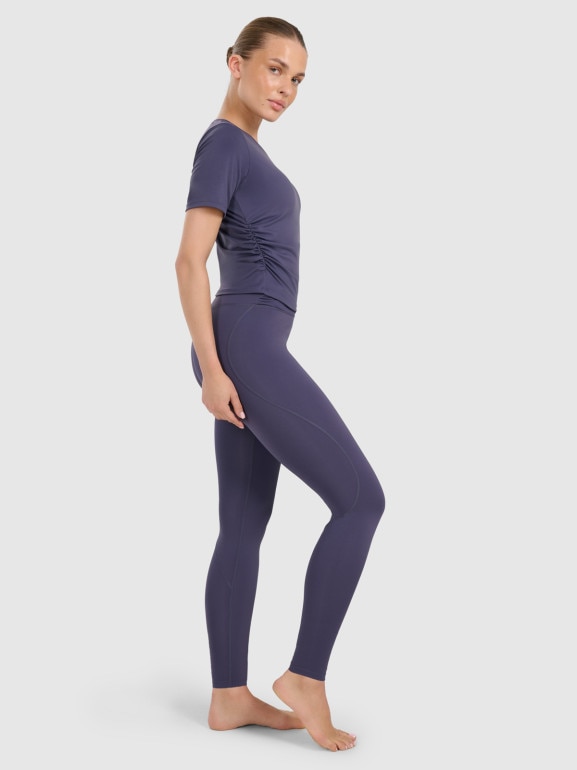 Damskie legginsy do jogi i pilatesu 4F 4FWAW25TFTIF369 - niebieskie