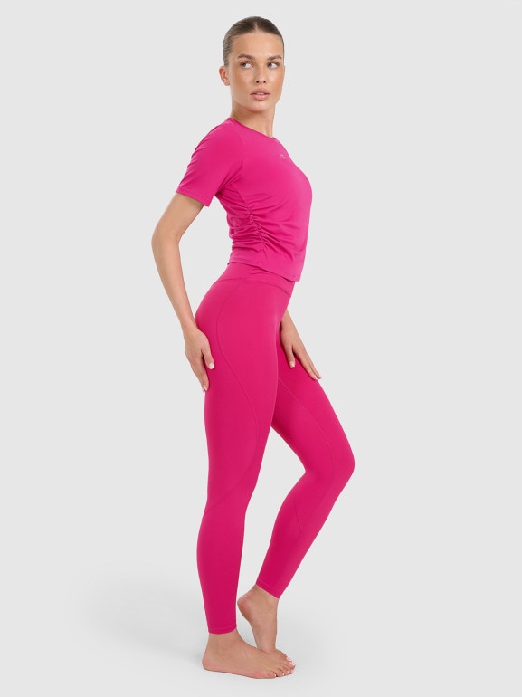 Damskie legginsy do jogi i pilatesu 4F 4FWAW25TFTIF369 - różowe