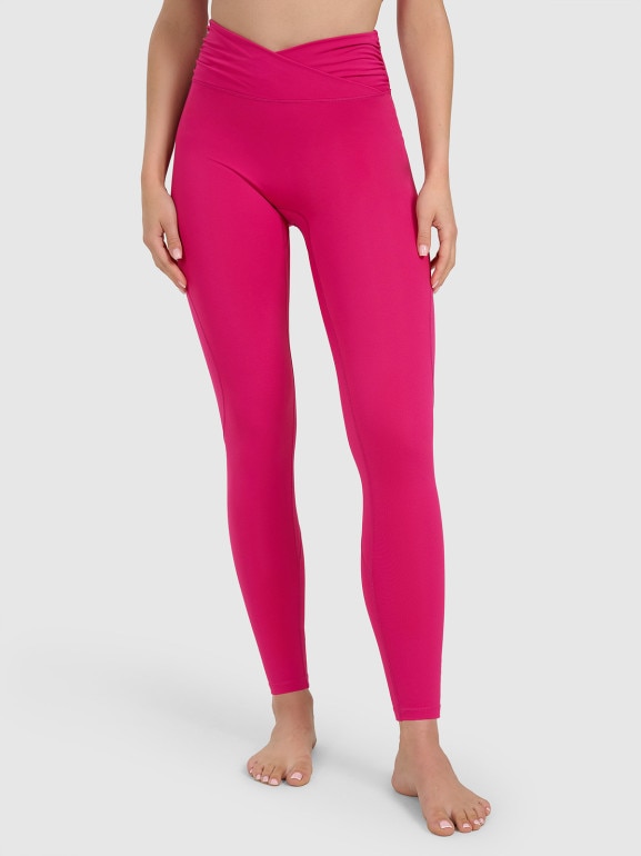 Damskie legginsy do jogi i pilatesu 4F 4FWAW25TFTIF369 - różowe