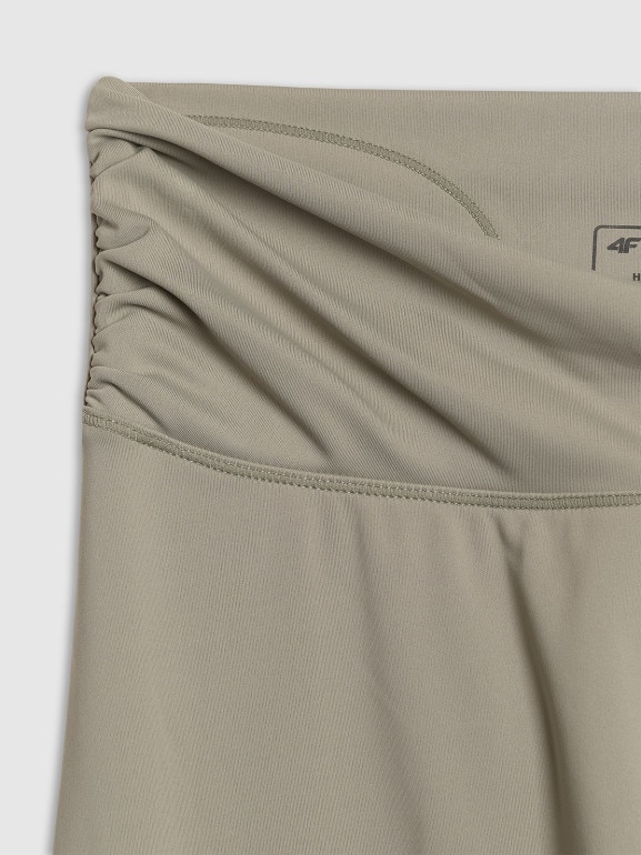 Damskie legginsy do jogi i pilatesu 4F 4FWAW25TFTIF369 - oliwkowe