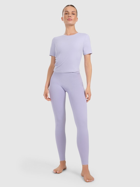 Damskie legginsy do jogi i pilatesu 4F 4FWAW25TFTIF369  - fioletowe