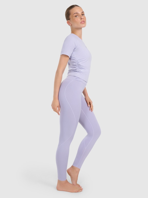 Damskie legginsy do jogi i pilatesu 4F 4FWAW25TFTIF369  - fioletowe