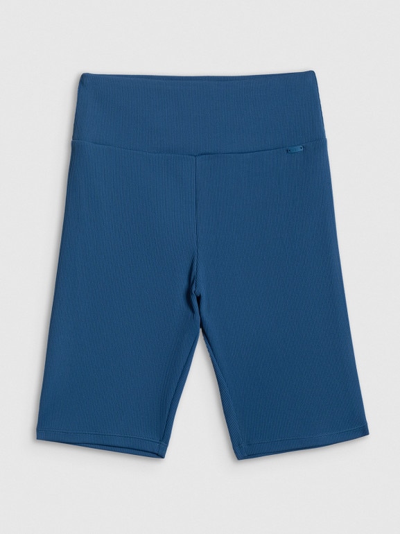 Damskie legginsy kolarki dzianinowe 4F 4FWSS26TSTIF017 - turkusowe