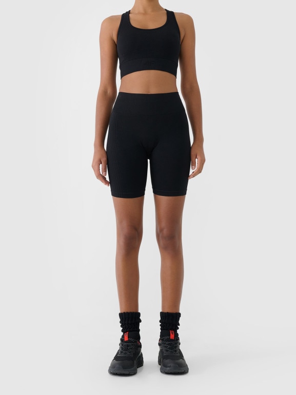 Damskie legginsy kolarki treningowe 4F 4FWSS26TFSTF087 - czarne